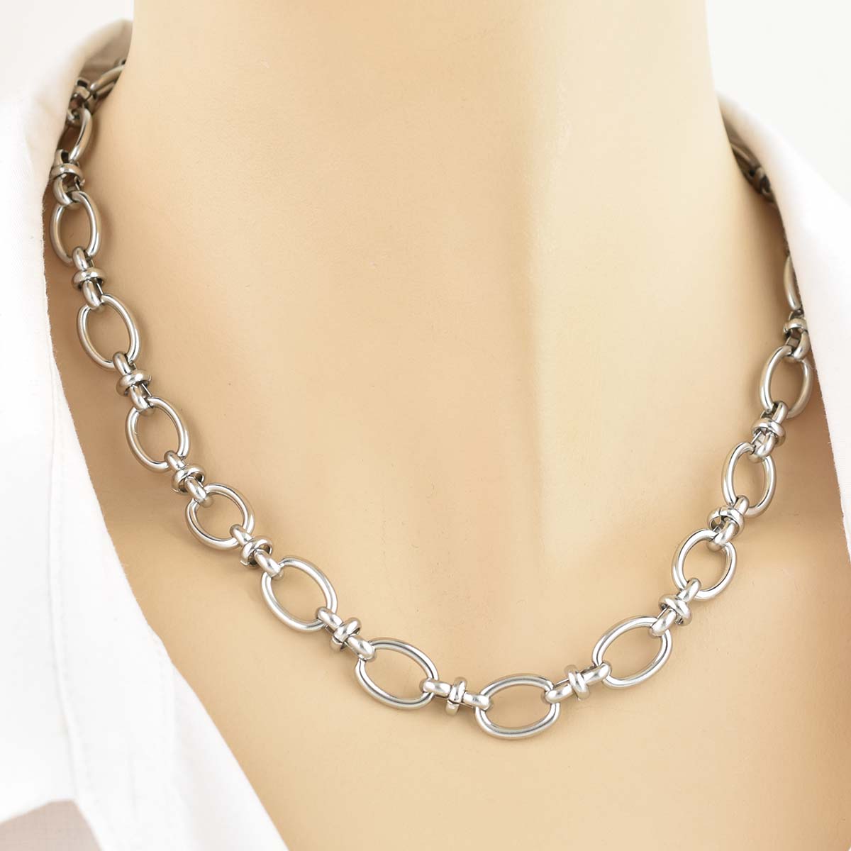 Circle Chain Silver 10MM Αλυσίδα Λαιμού Από Ανοξείδωτο Ατσάλι 316L
